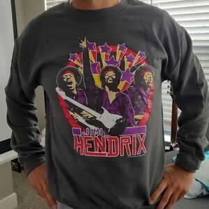 Jimi Hendrix Crewneck sweatshirt graphic band tee charcoal gray vintage …